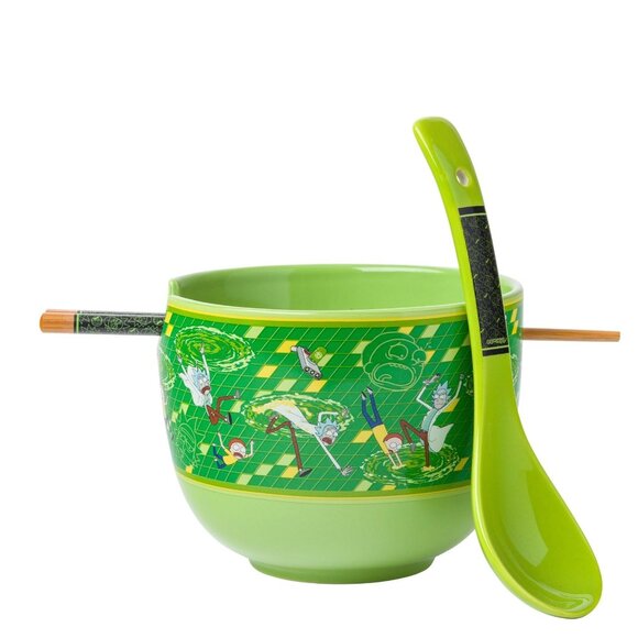 NEW Rick and Morty Ceramic Ramen Bowl With Chopsticks and Spoon Microwave Safe 2 - Picture 3 of 16